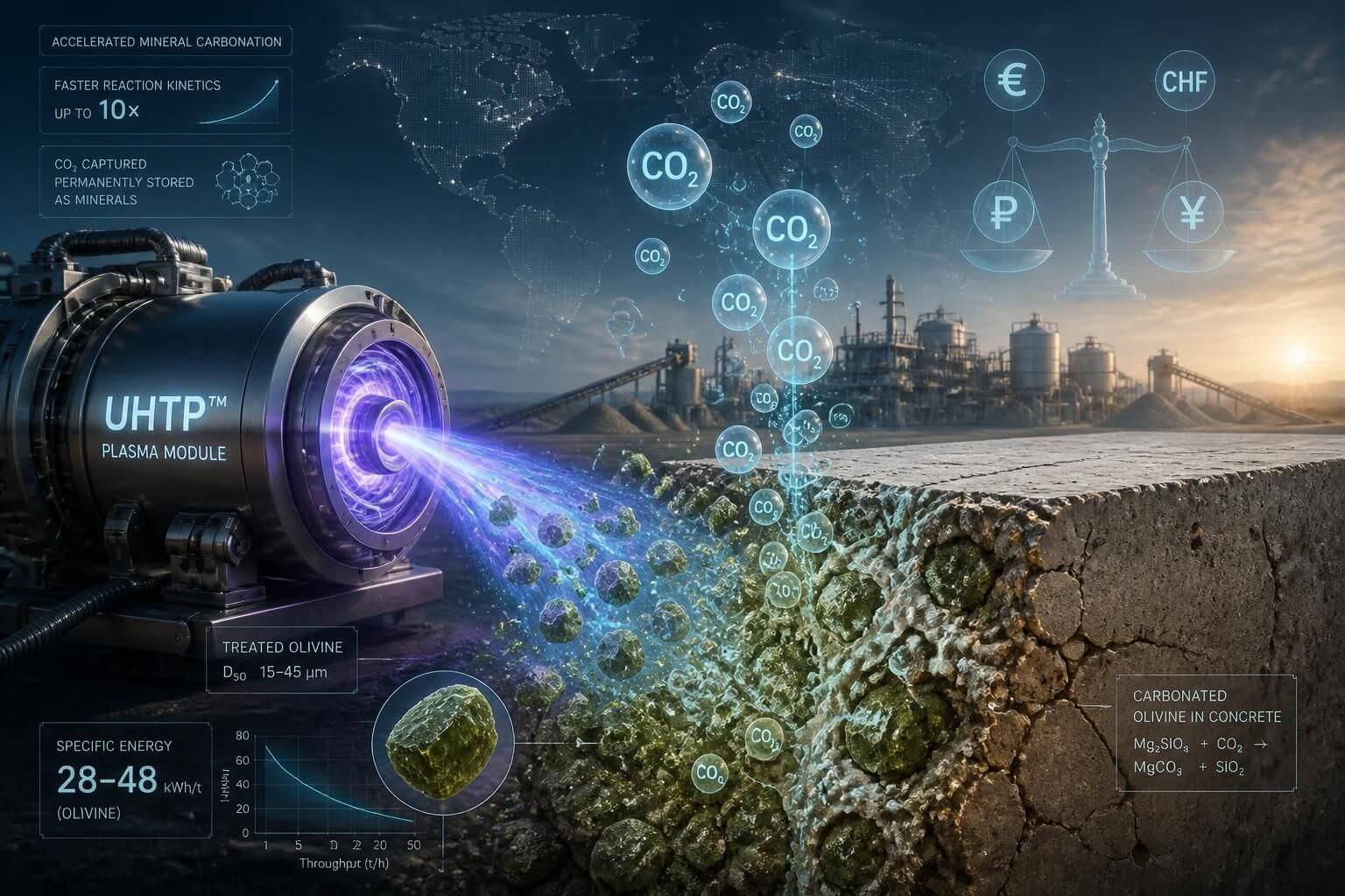 Conceptual Application of UHTP™ Pre‑Treatment to Accelerate Olivine Mineral Carbonation — Integrated Technical and Economic Assessment